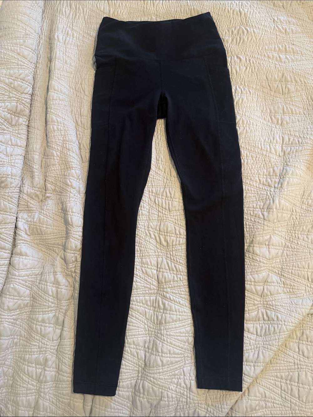 Black High-Waist Seam Detail Leggings